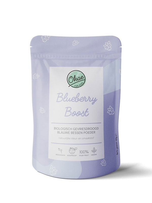 Biologisch fruitpoeder Blueberry Boost verpakking achterkant