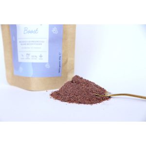 Organic fruit powder Blueberry Boost on spoon