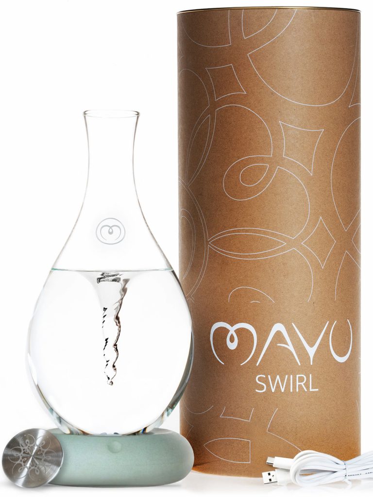 MAYU Swirl, decanter, dolomite, cap, cable, packaging