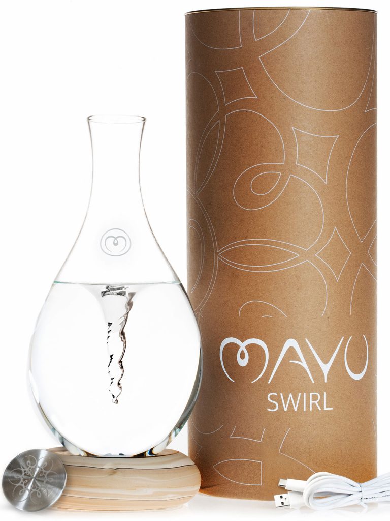 MAYU Swirl, Earth stone, cap, decanter, cable, packaging