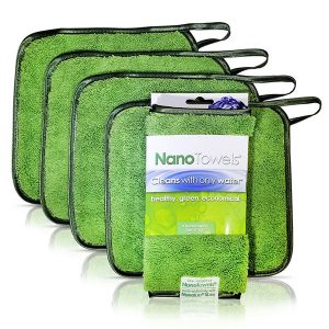 NanoTowels paños de limpieza cuadrado verde con lazo