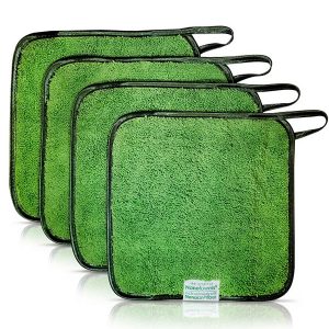 NanoTowels chiffons de nettoyage carrés verts avec boucle