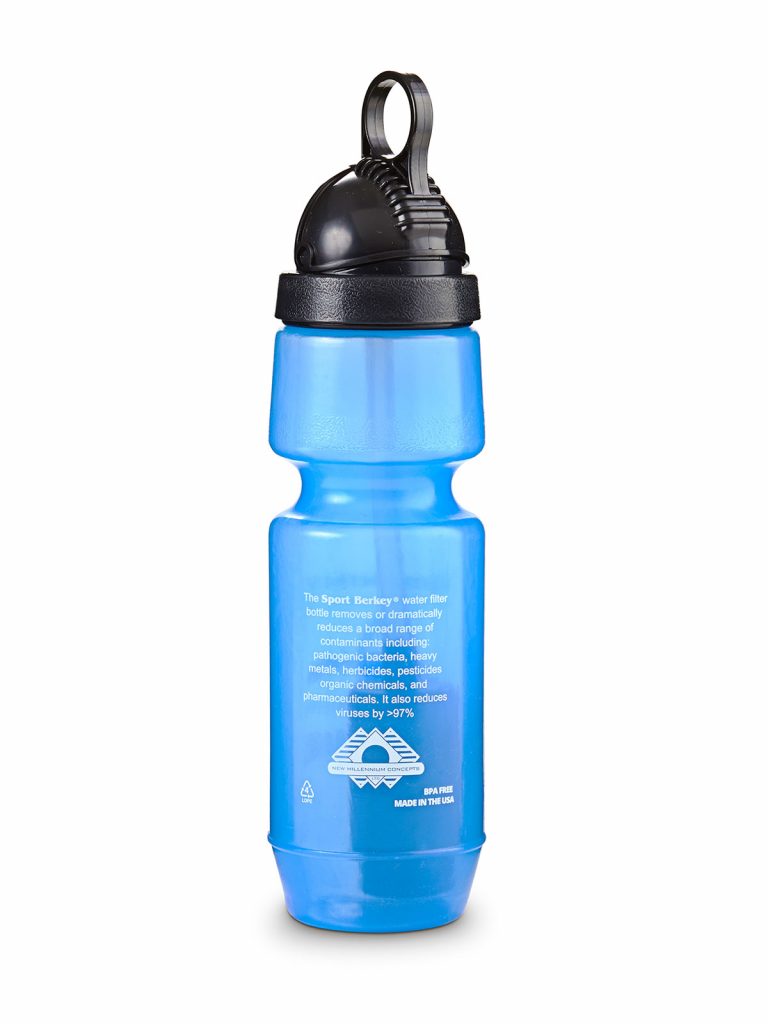 Sport Berkey water bottle blue back