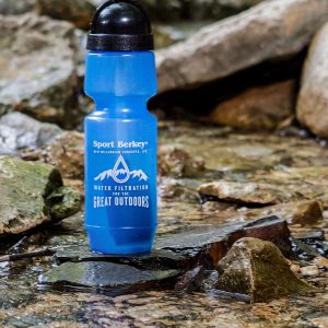 Sport Berkey water bottle in river stream