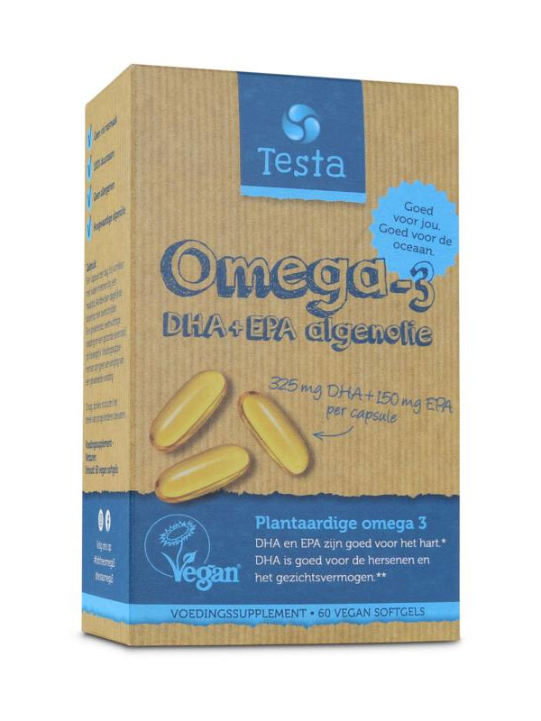 Testa vegetal Omega 3 cápsulas de aceite de algas 60 cápsulas