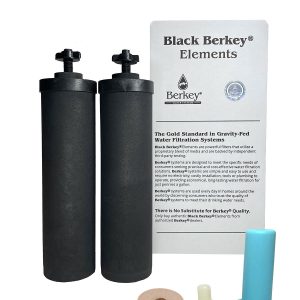 Black Berkey filter elements with priming accessories